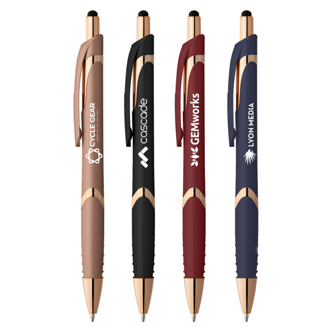 Custom Printed Joplin Softy Rose Gold Stylus Pen