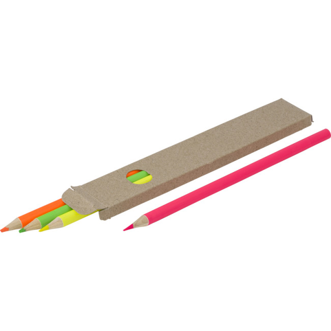 Custom Printed Coloured Highlighter Pencil Set 4pc - Image 1