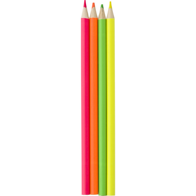 Custom Printed Coloured Highlighter Pencil Set 4pc - Image 2