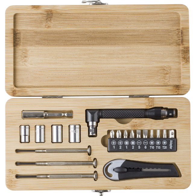 Custom Printed Bamboo Tool Set 27pc - Image 2