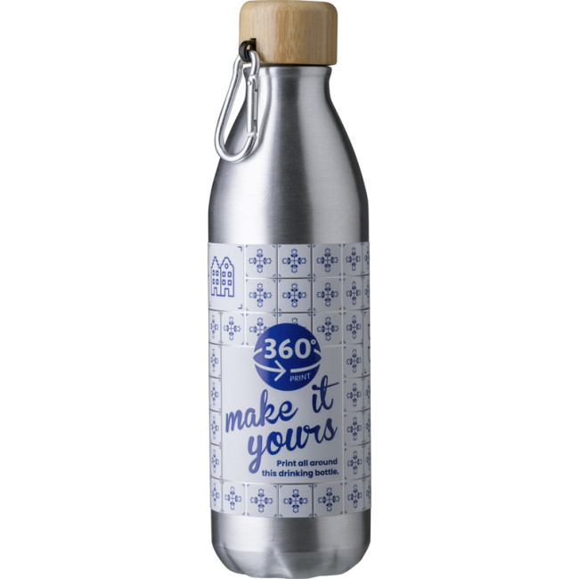 Custom Printed Aluminium Single Walled Bottle 500ml - Image 1