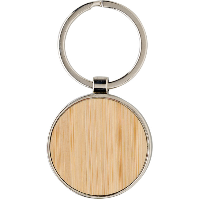 Custom Printed Bamboo And Metal Key Chain - Image 3