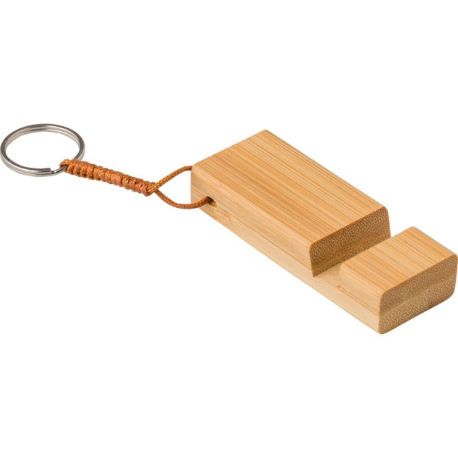 Custom Printed Bamboo Key Chain Phone Stand - Image 3