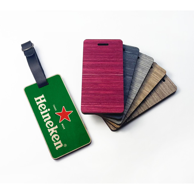 Custom Printed Wooden Ply Luggage Tag - Design 2