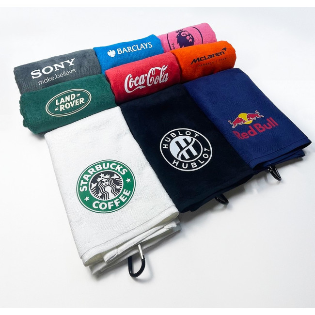 Custom Printed Velour Printed Tri-Fold Golf Towel