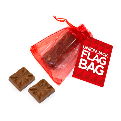 Custom Printed Milk Chocolate Union Jack Flags Organza Bag