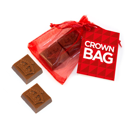 Custom Printed Milk Chocolate Crowns Organza Bag