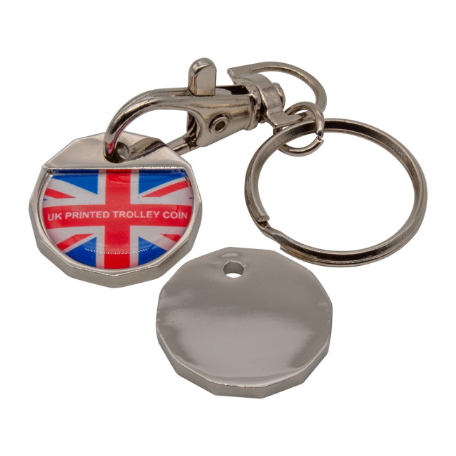 Custom Printed Trolley Coin Keyring (UK Stock) - Image 2