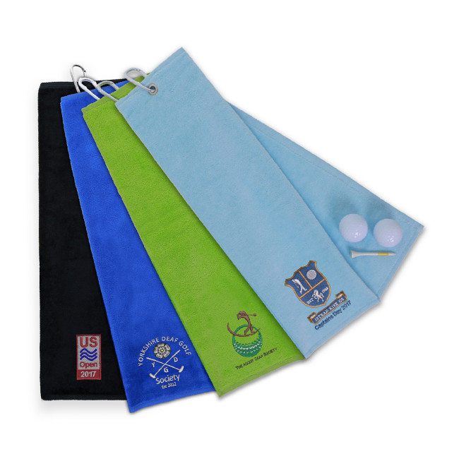 Custom Printed Aztex Tri Folding Cotton Velour Golf Towel - Image 1