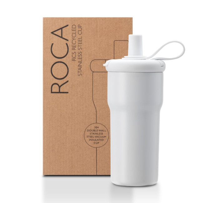 Custom Printed Roca Recycled Stainless Steel Insulated Cup With Integrated Straw 600ml - Image 2