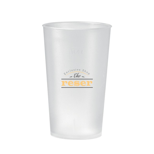 Custom Printed Plastic Reusable Drinking Cup 0.4L - Image 1