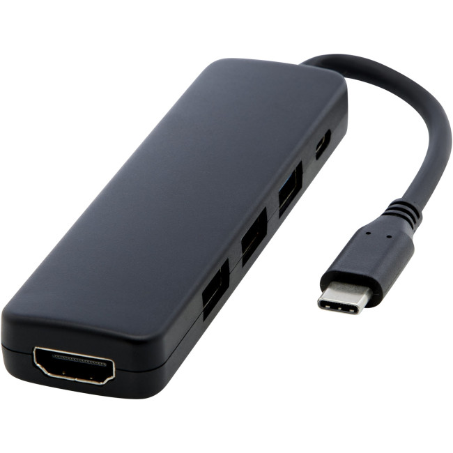 Custom Printed Loop RCS Recycled Plastic Multimedia Adapter USB 2.0-3.0 With HDMI Port