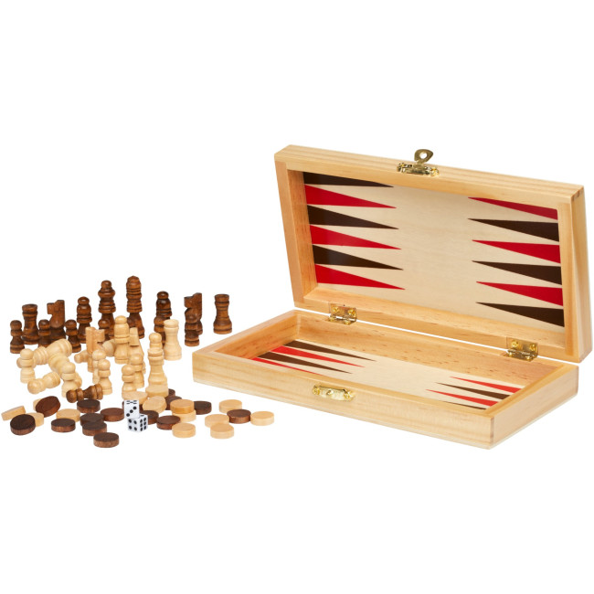 Custom Printed Mugo 3-In-1 Wooden Game Set