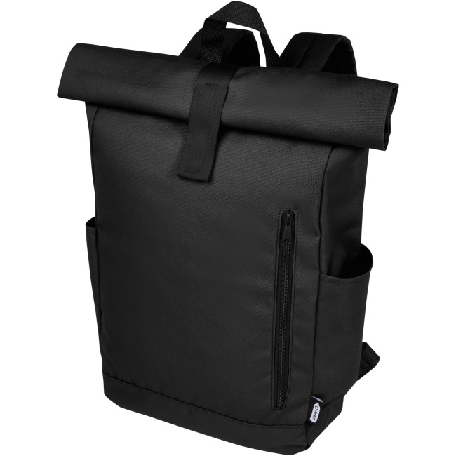 Custom Printed Byron 15.6" GRS RPET Roll-Top Backpack 18L - Image 1