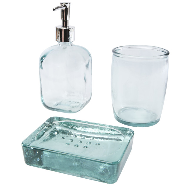 Custom Printed Jabony 3-Piece Recycled Glass Bathroom Set