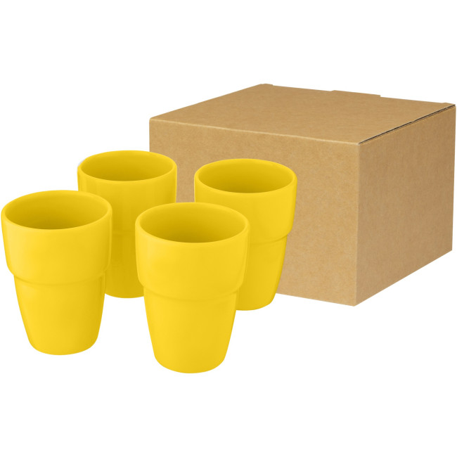 Custom Printed Staki 4-Piece Stackable Mug Gift Set 280ml - Image 3