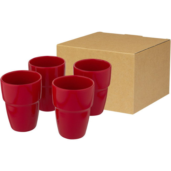 Custom Printed Staki 4-Piece Stackable Mug Gift Set 280ml - Image 1