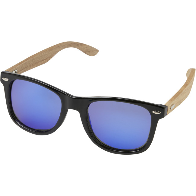 Custom Printed Hiru RPET/Wood Mirrored Polarized Sunglasses In Gift Box