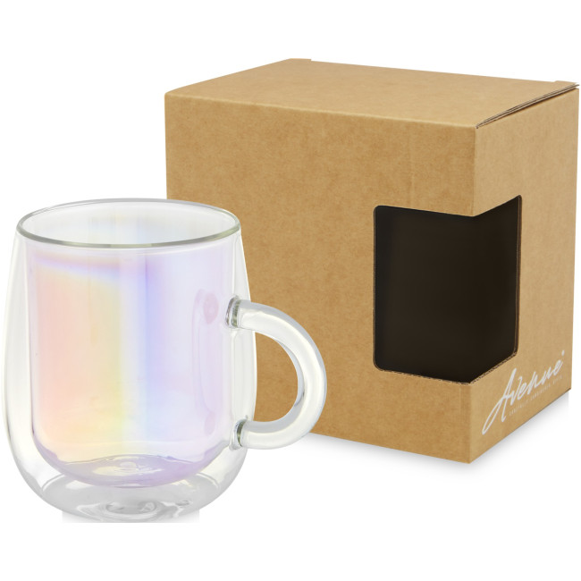 Custom Printed Iris Glass Mug 330ml - Image 1