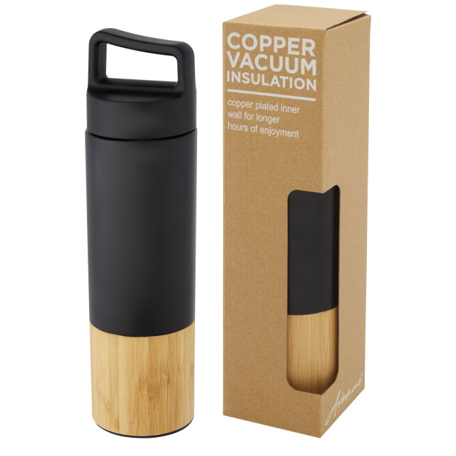 Custom Printed Torne Copper Vacuum Insulated Stainless Steel Bottle With Bamboo Outer Wall 540ml - Image 1