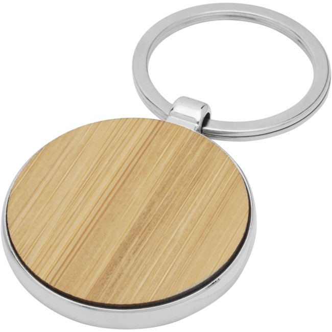 Custom Printed Nino Bamboo Round Keychain