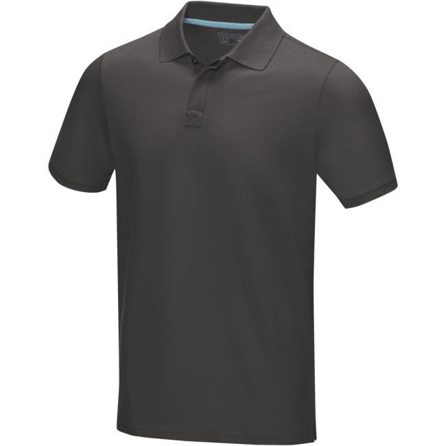 Custom Printed Graphite Short Sleeve Men’s GOTS Organic Polo - Image 4