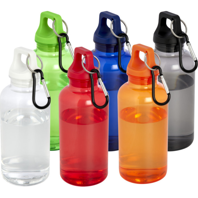 Custom Printed Oregon RCS Certified Recycled Plastic Water Bottle With Carabiner 400ml - Image 1