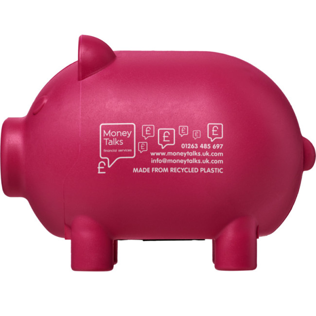 Custom Printed Oink Recycled Plastic Piggy Bank - Image 3