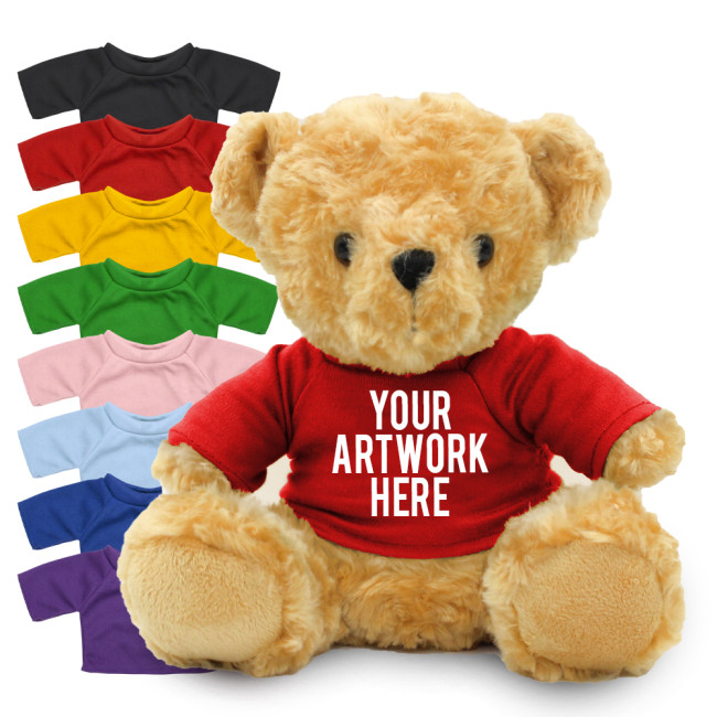 Custom Printed Victoria Soft Toy Teddy Bear In Colour Tee 19cm