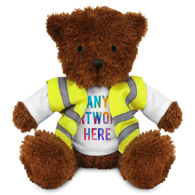 Custom Printed James I Teddy Bear In Hi Vis Jacket