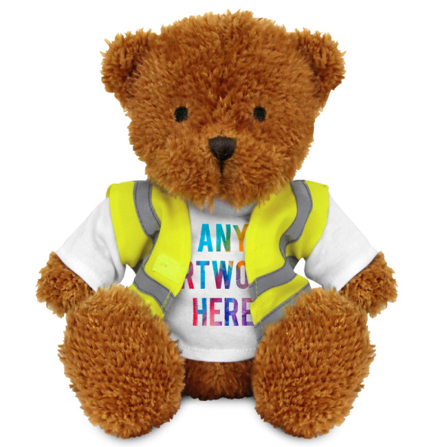 Custom Printed James II Teddy Bear In Hi Vis Jacket