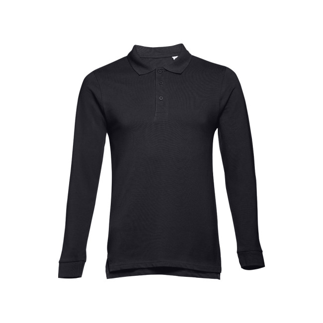 Custom Printed Bern Men's Long-Sleeved 100% Cotton Piqué Polo Shirt - Image 6