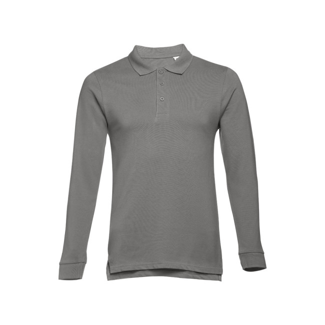 Custom Printed Bern Men's Long-Sleeved 100% Cotton Piqué Polo Shirt - Image 3