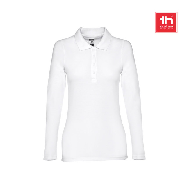 Custom Printed Bern Women's Long-Sleeved Polo Shirt White