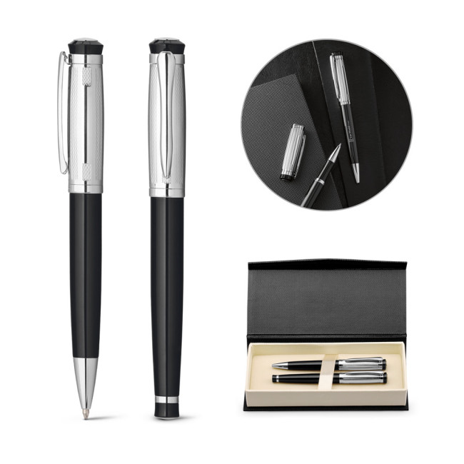 Custom Printed Orlando Metal Rollerball & Ballpoint Pen Set With Clip