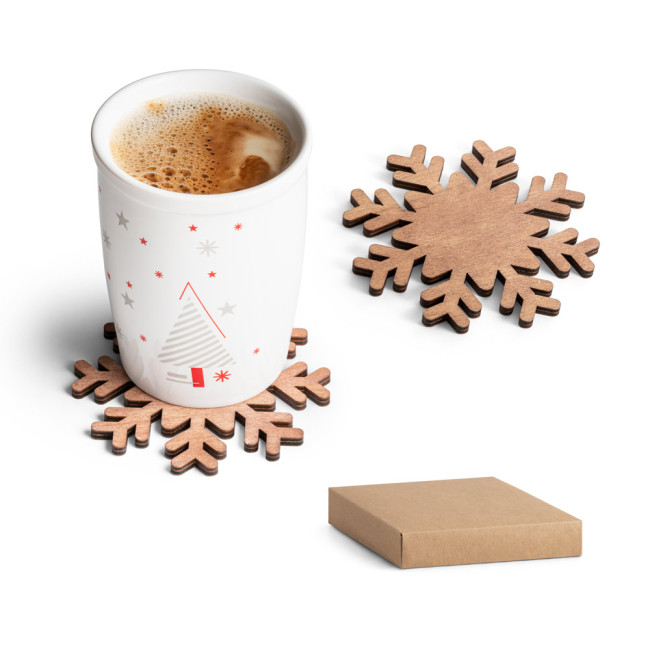 Custom Printed Plywood Snowflake Christmas Coasters