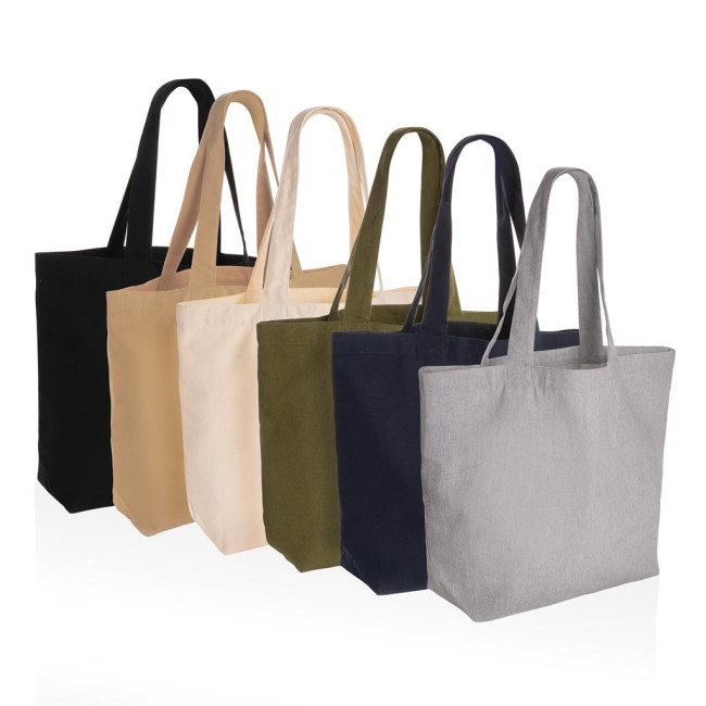 Custom Printed Impact Aware Recycled Canvas Shopper W/Pocket Undyed