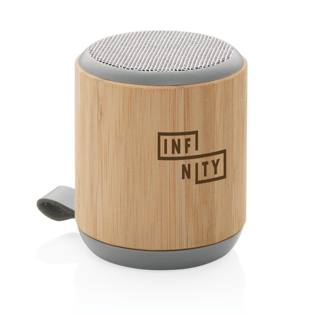 Custom Printed Bamboo And Fabric Wireless Speaker 3W