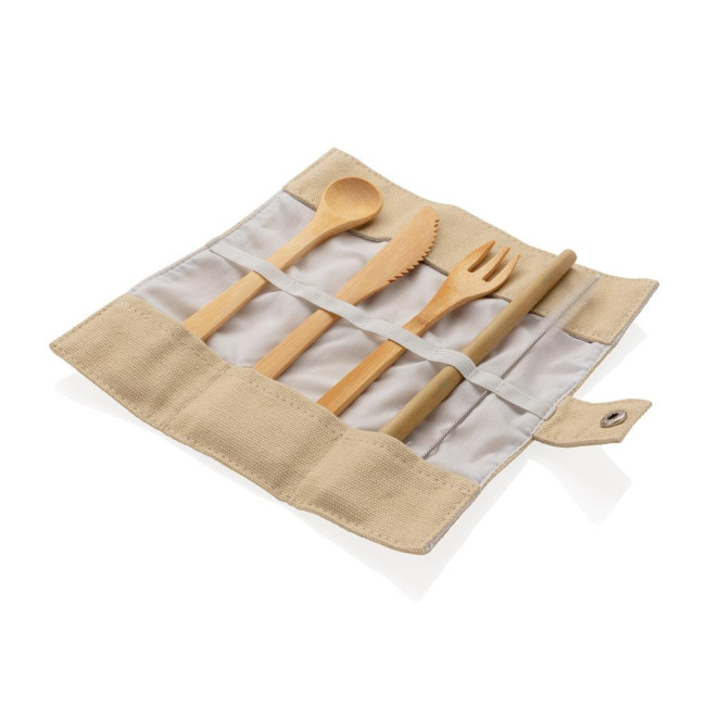 Custom Printed Reusable Bamboo Travel Cutlery Set