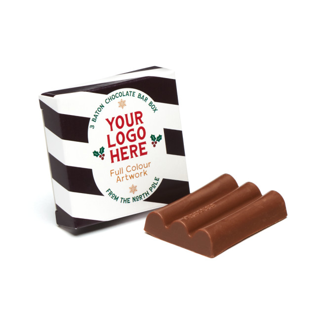 Custom Printed Eco 3 Baton Bar Box Milk Chocolate 41% Cocoa