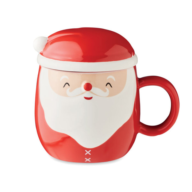 Custom Printed Santa Claus Ceramic Mug With Lid 370ml