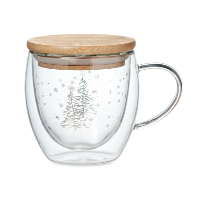 Custom Printed Double Wall Borosilicate Mug With Tree Design