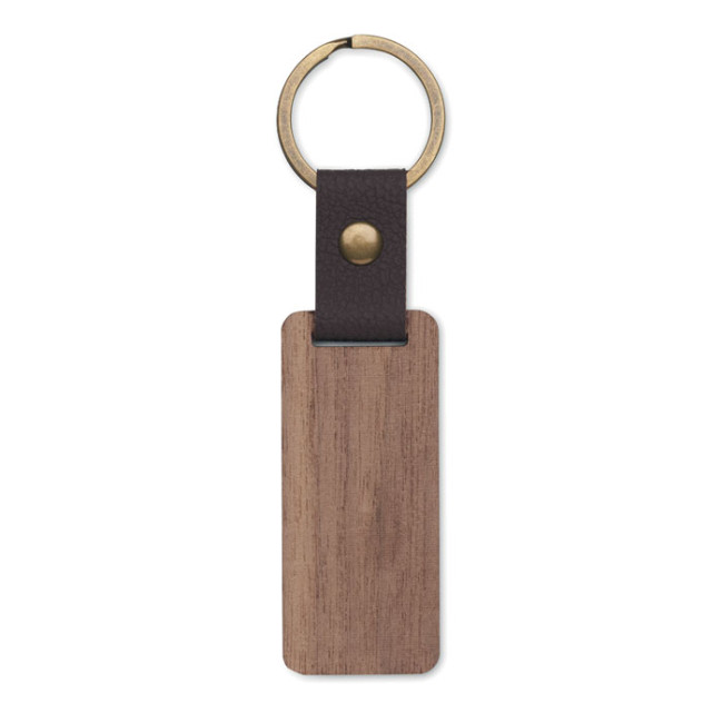 Custom Printed Walnut & PU Keyring