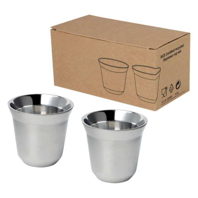 Custom Printed Duo RCS Stainless Steel Espresso Cup Set 80ml - Image 2