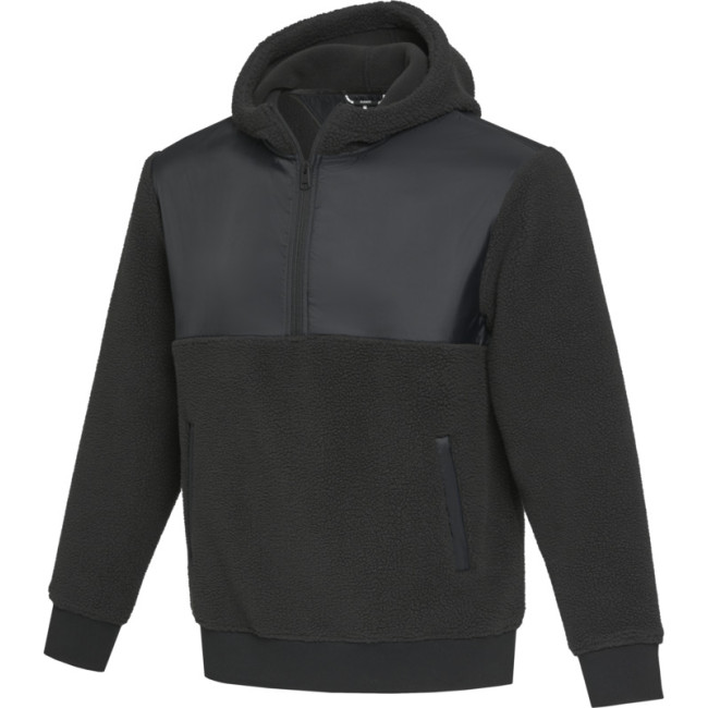 Custom Printed Evans Unisex Recycled Sherpa Fleece Solid Black