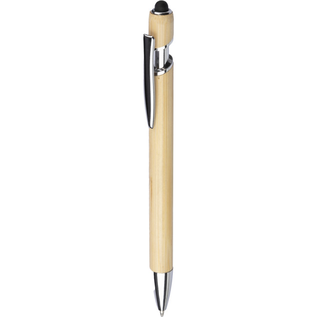 Custom Printed Bamboo Ballpen With Stylus