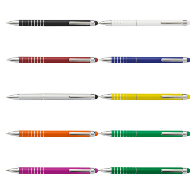 Custom Printed Aluminium ballpen with stylus - Image 1