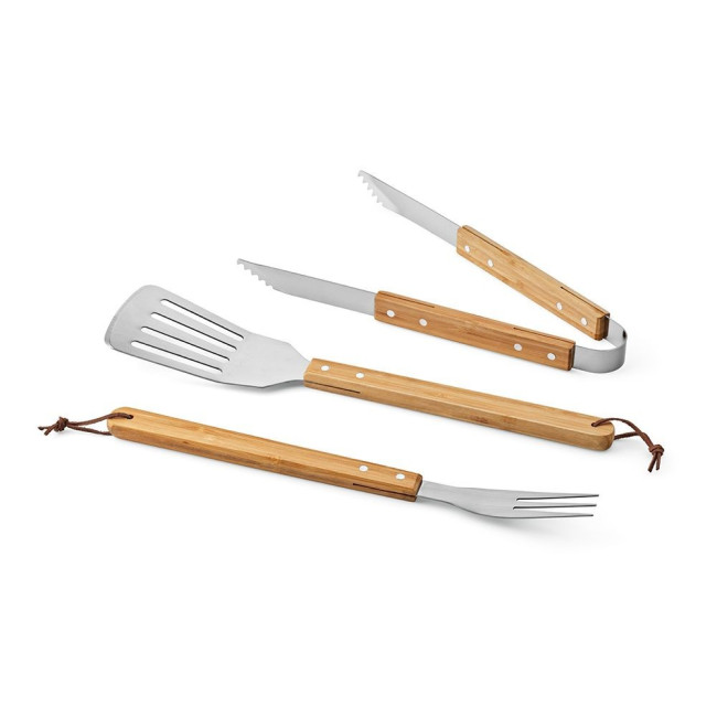 Custom Printed Turner Barbecue Set Bamboo - Image 1