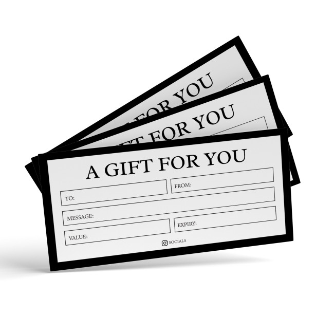 Custom Printed Promotional DL Gift Voucher Single Sided Print 400gsm (Including Envelopes)