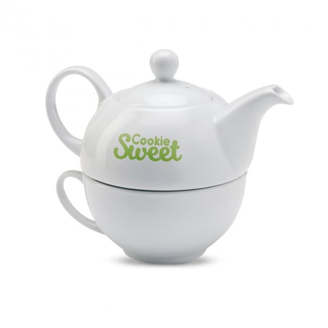 Custom Printed Teapot And cup Set 400ml - Image 1